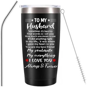 Gifts for Husband from Wife, I Love You Unique Birthday,Christmas Gifts for Him, My Husband, Personalized Wedding Anniversary Presents 20oz Stainless Steel Cup