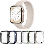 Cuteey 6 Pack Case for Apple Watch SE 2 Series 6 5 4 40mm with Built-in Tempered Glass Screen Protector, Overall Full Protective Bumper PC Cover for iwatch 40mm Accessories