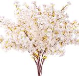 Giegxin Set of 8 Silk Cherry Blossom Branches Cherry Blossom Tree Stems Long Stem Artificial Flowers for Tall Vase Cherry Blossom Flowers for Home Wedding Vase Floral Arrangements, 39.37 Inch (White)