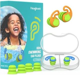 Hearprotek bouchon oreille piscine enfant, 2paires boule quies enfant réutilisables silicone étanche pour petits conduits auditifs-protege oreille pour natation,bain, surf 3-12 ans(bleu orange)