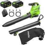 Greenworks 48V (24V x 2) 3-in-1 Brushless Blower Vacuum Mulcher (240 MPH / 520 CFM), Powerful for Yard, Lawn, Patio and Driveway Cleanup, Includes (2) 6.0Ah Batteries and 100W Fast Charger