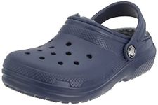 Crocs Unisex-Child Classic Lined Clog, Kids and Toddlers Slippers, Navy, 4 Big Kid