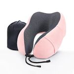 WENGX Travel Pillow Neck Pillow Memory Foam Soft Comfort and Support Travel Flight Neck Pillows,U-shaped Pillow for Sleeping with Storage Bag for Airplane Car Office Home,etc (Pink)