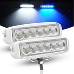 WFPOWER Boat Light 2 Pack, Blue and White Color 2 Mode LED Marine Spotlights Waterproof, 6 inch Deck Dock Flood Light for Boat Accessories Pontoon Fishing Truck SUV ATV 12V White