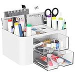 Senders Desk Organiser with 2 Drawers Desk Tidy Organiser with Pen Holder Desktop Stationary Organiser for School Office Home Makeup Desk Supplies Practical and Stylish Storage Solution