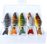 Joyeee 5 Pcs Whopper Plopper Fishing Lure for Bass, Trout, Walleye, Predator Fish for Freshwater & Saltwater, Lifelike 3D Eyes Fishing Baits Attractants, Fishing Gear and Equipment, 5 Sizes Colors #22
