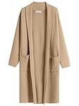 ANRABESS Women's 2023 Fashion Cardigan Sweater Long Sleeve Open Front Lapel Coat Casual Knit Coatigan Jacket with Pockets, Light Camel, Large