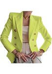 EFOFEI Women Open Front Long Sleeve Suit Business Suit with Button Slim Fit Long Sleeve Blazer Green S