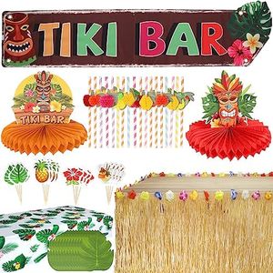 Auihiay Tropical Party Decorations, Luau Party Supplies,Tiki Hut Decor