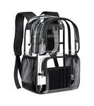 Sturdy Clear Backpack with 2 pocket Stadium Approved Clear Backpack for Man & Women with 2 Bottle Holders for School College Festival Concert Sports Events Small Size
