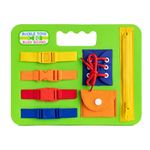 Buckle Toys Busy Board - Montessori Learning Toy for Toddlers Road Trip Essentials - Foam Sensory Board - Develop Fine Motor Skills - Green