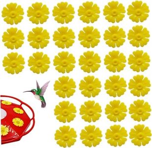 30Pcs Yellow Hummingbird Feeder Parts Polygonal Garden Hummingbird Feeder Replacement Flowers Plastic Waterproof Bee Guards Wild Bird Feeders for Outdoor Hummingbird Feeders, Wild Bird Feeders (3cm)