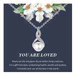 Natural Freshwater Pearl Necklace 925 Sterling Silver Single Pearl Pendant with Message Card Gift Card Good Luck Jewlery Birthday, Graduation Gifts For Women Girls