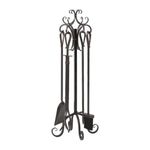 Panacea 5 Piece Scroll Top Fireplace Tool Set, Brushed Bronze