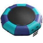 Sedeke 10Ft Inflatable Water Trampoline, Recreational Water Bouncer, Portable Bounce Swim Platform with 4-Step Ladder, Kids Adults Recreational Water Trampoline for Pool, Lake Water Sports