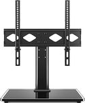 Rfiver Universal TV Stand, Table Top TV Stand for 27-60 inch LCD LED TVs, Height Adjustable TV Mount Stand with Tempered Glass Base for Home/Office, Holds up to 88 lbs, Max VESA 400 x 400mm