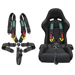 BESTZHEYU Compatible for 5-Point Racing Safety Harness Set with Ultra Comfort Heavy Duty Shoulder Pads Universal Polyester Safety Harness Set fit for Sports Car, Racing Car, Car Black (Pack of 1)