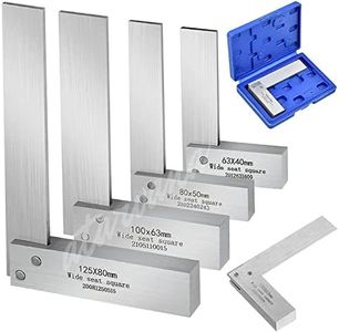 Atarvana Machinist Square Set 2, 3, 4, 5 Inch, Mechanical Steel High Precision Square, Harden Carbon Steel Engineer Square, 90 Degree Wide Base Square, L-Type Right Angle Ruler Tool for Woodworking
