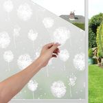 CHIPAK Vinyl Frosted Window Self Adhesive Privacy Glass Film for Window Glass Office| Decorative Window Sticker Wallpaper Vinyl Sheet for Glass Door, Bathroom, Home, Window. ICY Flowers, 24x150 Inch