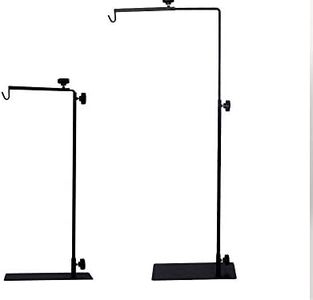 Abu I Pet Adjustable Floor Light Stand Lamp Hanger Holder for Reptiles Black with Supports (S)