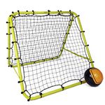 Football Master ™ Premium Fluorescent Green Double Sided Multi Skills Rebounder Training Aid Target Soccer Goal Kickback Adjustable Practise Goalkeeper Coaching Rebound Net