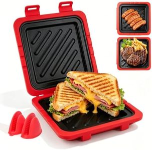 2026 Microwave Sandwich Maker, Microwave Toaster with Adjustable Silicone Strap, Removable Non-Stick Microwave Grilled Cheese Maker, Microwave Grill Crispy, Melted in Minutes for Travel, Office, Dorm