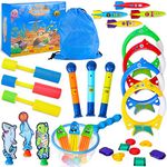 Yellcetoy Pool Toys for Kids, Swimming Pool Diving Toys with Storage Bag, Underwater Pool Toys Training Game for Kids Boys Girls Age 3-12