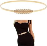 E-Clover Womens Fashion Metal Stretch Waist Skinny Belt Waistband for Dress, Style7, E-Clover