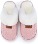 NineCiFun Women's Comfy Scuff Slippers Faux Fur House Slippers Fuzzy Home Shoes with Non-Slip Sole Pink 42-43