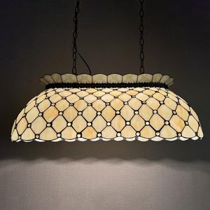Capulina Tiffany Lamp Beige Beads Stained Glass Pool Table Light Chandelier
