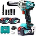 DCA 20V Brushless Impact Wrench Cordless, 682Nm Max Torque, 13mm Hog Ring Impact Gun, 2 * 4000mAh Li-ion Battery, 4 Modes, LED Light, Compact Design, Smart Loosen Function, ADPB520