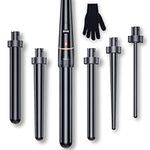 6 in 1 Curling Wand Set with Various Accessories, Tourmaline Ceramic Hair Curling Iron, Anti-Static Coating, Heat-Resistant Glove and 2 Hair Clips