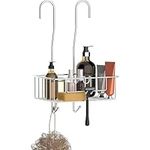 Bamodi Shower Caddy Hanging Stainless Steel - Rustproof Hanging Basket with Hooks-Shower Shelf Bathroom Accessory with Silicone Sleeves and Rubber Rings for Noise Cancelling (15.7x 9.8x 5 Inches)