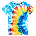 uideazone Boys Girls Tie Dye Shirt Novelty 3D Print Crew Neck Short Sleeve Tops 13-14 Years