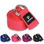 AQF Yoga Strap 1.8M, 2.4M, 3M Soft Cotton Leg Stretcher with D-Ring Buckle Adjustable Fitness Belt for Leg Stretching & Body Stretch Band (Red, 3M)