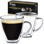 Dragon Glassware Espresso Cups, Clear Glass Double Wall Insulated Coffee Cups, Keeps Beverages Hot or Cold Longer, 6oz, Set of 2