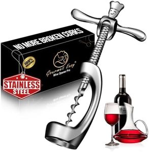 Deluxe Wine Bottle Opener for Intact Cork Removal - Heavy Duty Corkscrew Wine Opener Manual - Wine Cork Screw for Smooth and Effortless Bottle Opening - Wine Opener