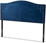 Baxton Studio Aubrey Velvet and Wood Full Headboard in Royal Blue