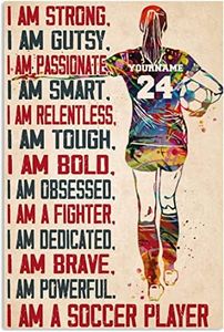 HG86 Personalized I Am Strong I Am A Soccer Player Poster, Soccer Girl Custom Name Poster No Frame/Canvas Framed - Wall Hangings Gifts For Soccer Players