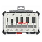 Bosch Professional 6 Pcs Router Bit Set With Straight Bits With 6Mm Shank, Suitable For Gkf 550 Plam Router And Gof 130 Router