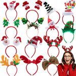 JOYIN 14 Christmas Headbands with Different Designs Christmas Party Holiday Headbands for Kids Women Men Christmas and Holiday Parties Christmas Party Favors (ONE Size FIT ALL),Red