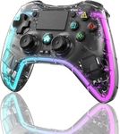 Wireless Game Controller for Android, iOS, Tablet, PC, PS4, Dual Joystick,Dual motor force, Steam Deck, Bluetooth Wireless Gamepad Joystick, Back Button, with Charging Cable(Transparent)