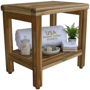EcoDecors 18 inch, Teak Shower Bench, Teak Shower Seat, Teak Bench for Shower, Teak Stool, Teak Shower Chair, Teak Shower Bench for Inside Shower, Teakwood Shower Bench