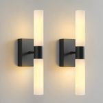 Wall Sconces Set of 2 Matte Black Applique Murale Modern Wall Light Fixtures Metal Sconces Wall Lighting with Frosted Tube Glass Shade Luminaire Mural Indoor Wall Lamp for Living Room Hallway