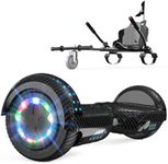 GeekMe Hoverboards 6.5" with Seat & Hoverkart - LED Lights, Bluetooth Speaker, Flashing Wheels - Gift for Children