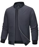 MAGCOMSEN Bomber Jacket Men Lightweight Jacket Full Zip Light Windbreaker Casual Stylish Golf Jackets Grey M