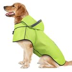 Dog Raincoat for Large Dogs, Reflective Dog Rain Jacket with Hoodie, Soft Lightweight Hooded Rain Coats with Adjustable Drawstring/Reflective Strip/Leash Hole, Waterproof Rainwear for Dog (Green, XL)