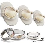 MUMSUNG Dumpling Maker, Empanadas press mold maker Set with Dough Cutter, Dumpling Mold Set for Pierogi, Pastelitos, Calzone, Turnovers, Chinese Dumpling White 3sizes (4"+3"+2.6")