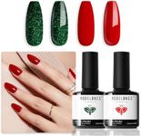 modelones Gel Nail Polish Set 2 Pcs 15 ML Red Green Glitter Gel Nail Polish Silver Champagne Rose Gold Spring Valentines Day Shades Gel Polish Kit Soak Off Nail Art Manicure Home Gift For Women Girl