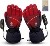 Electric Heated Gloves for Men & Women, Waterproof & Windproof Ski Gloves with Rechargeable Battery Touchscreen Three Heat Settings for Cold Weather Snowboarding Shovel Snow